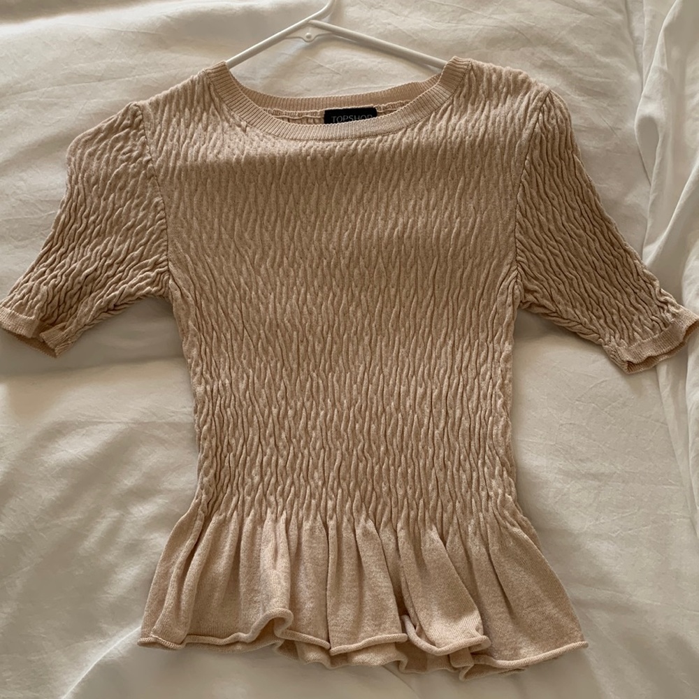 Topshop Light Blush Peplum Top